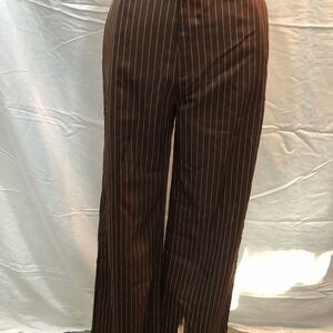 Sophisticated Brown Flare Pants with Pinstripes